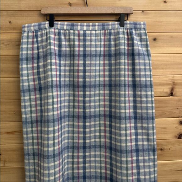 Vintage Pendleton Size XL White Blue Plaid Wool Academia Skirt - Picture 2 of 11